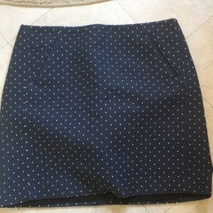 Loft navy Swiss dot skirt.